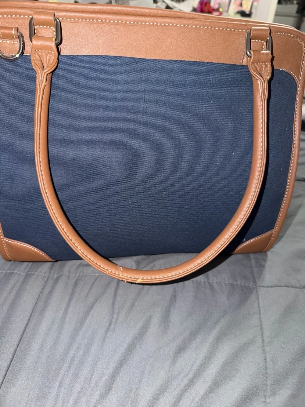 Little Unicorn Navy and Tan Tote Bag